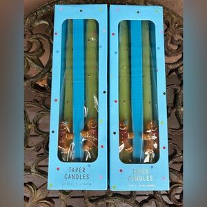 Anthropologie Gingerbread Taper Candles - Green and Brown